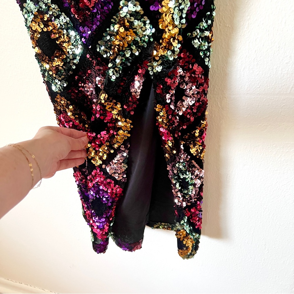 Topshop Black Diamond Sequin Midaxi Pencil Skirt - Picture 5 of 11